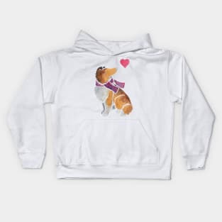 Watercolour Rough Collie Kids Hoodie